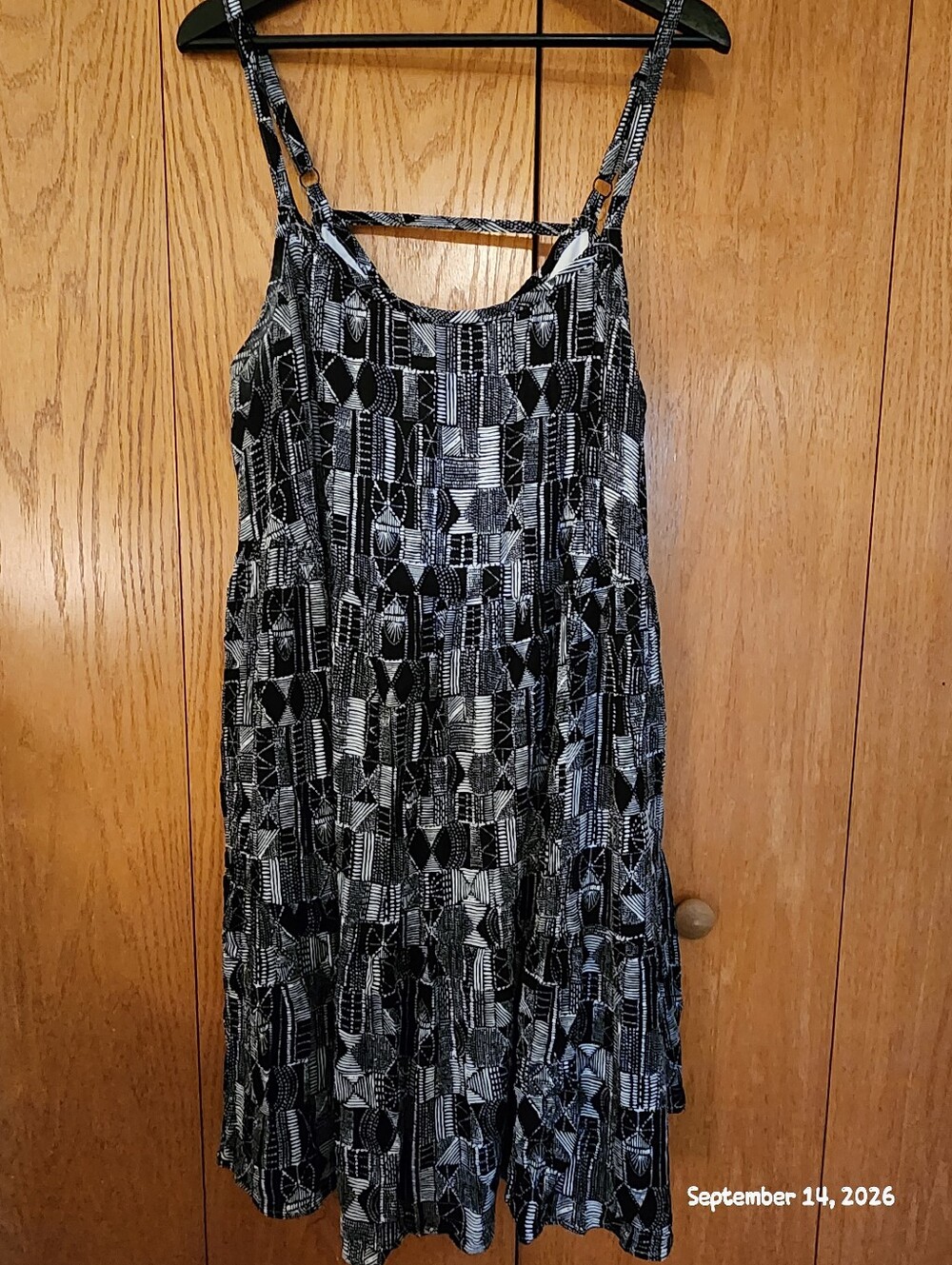 Torrid Black & White Geometric Print Spaghetti Strap Dress